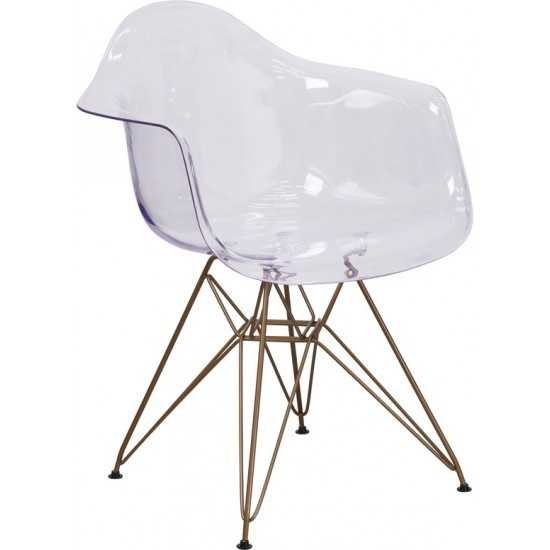 Alonza Series Transparent Side Chair with Gold Base