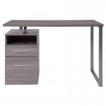 Harwood Light Ash Wood Grain Finish Computer Desk with Two Drawers and Silver Metal Frame