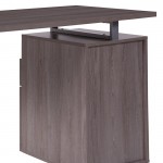 Harwood Light Ash Wood Grain Finish Computer Desk with Two Drawers and Silver Metal Frame