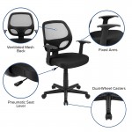 Flash Fundamentals Mid-Back Black Mesh Swivel Ergonomic Task Office Chair with Arms, BIFMA Certified