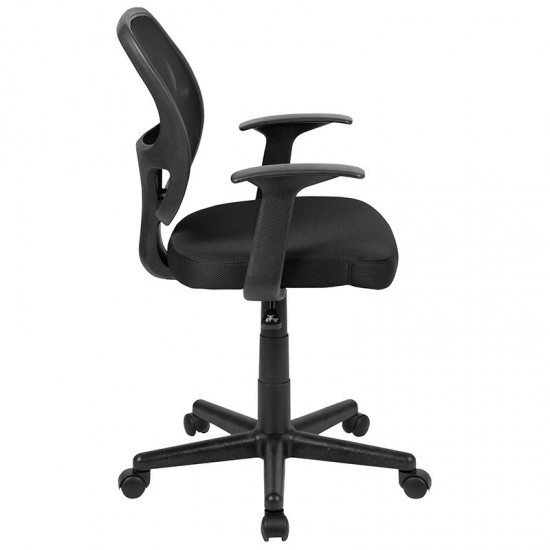 Flash Fundamentals Mid-Back Black Mesh Swivel Ergonomic Task Office Chair with Arms, BIFMA Certified