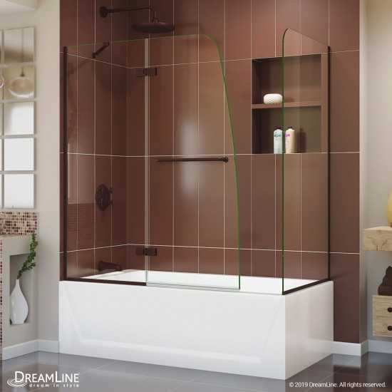 Aqua Ultra 48 in. W x 30 in. D x 58 in. H Frameless Hinged Tub Door with Return Panel in Oil Rubbed Bronze