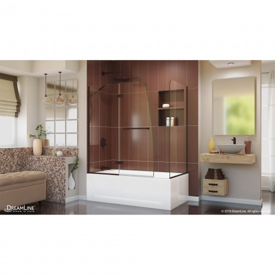 Aqua Ultra 48 in. W x 30 in. D x 58 in. H Frameless Hinged Tub Door with Return Panel in Oil Rubbed Bronze