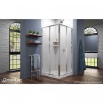 Cornerview 36 in. D x 36 in. W x 74 3/4 in. H Framed Sliding Shower Enclosure in Chrome with White Acrylic Base Kit