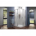 Cornerview 36 in. D x 36 in. W x 74 3/4 in. H Framed Sliding Shower Enclosure in Chrome with White Acrylic Base Kit