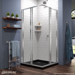 Cornerview 36 in. D x 36 in. W x 74 3/4 in. H Framed Sliding Shower Enclosure in Chrome with Black Acrylic Base Kit