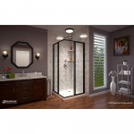 Cornerview 36 in. D x 36 in. W x 74 3/4 in. H Framed Sliding Shower Enclosure and Shower Base Kit in Satin Black