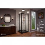 Cornerview 36 in. D x 36 in. W x 74 3/4 in. H Framed Sliding Shower Enclosure and Shower Base Kit in Satin Black