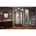 Cornerview 36 in. D x 36 in. W x 74 3/4 in. H Framed Sliding Shower Enclosure and Shower Base Kit in Satin Black