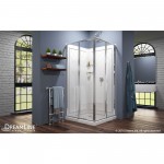 Cornerview 36 in. D x 36 in. W x 76 3/4 in. H Framed Sliding Shower Enclosure in Chrome with White Base and Backwalls