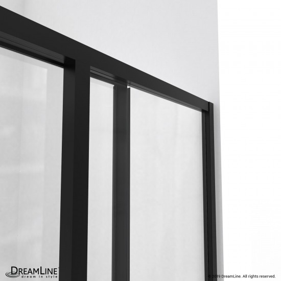 Cornerview 36 in. D x 36 in. W Framed Sliding Shower Enclosure, Shower Base and Acrylic Backwall Kit in Satin Black