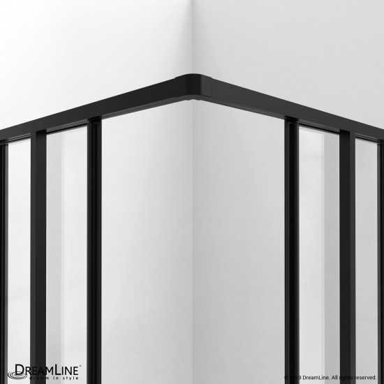 Cornerview 36 in. D x 36 in. W Framed Sliding Shower Enclosure, Shower Base and Acrylic Backwall Kit in Satin Black
