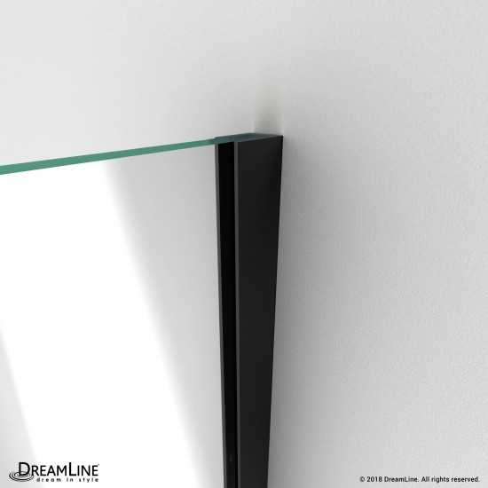 Unidoor Plus 44 in. W x 30 3/8 in. D x 72 in. H Frameless Hinged Shower Enclosure in Satin Black