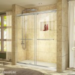 Charisma 32 in. D x 60 in. W x 78 3/4 in. H Frameless Bypass Shower Door in Chrome with Left Drain White Base