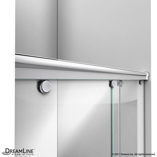 Charisma 32 in. D x 60 in. W x 78 3/4 in. H Frameless Bypass Shower Door in Chrome with Left Drain White Base