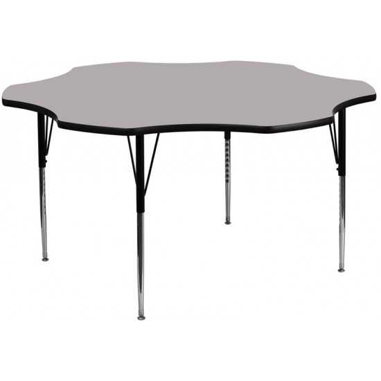 60'' Flower Grey Thermal Laminate Activity Table - Standard Height Adjustable Legs