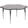 60'' Flower Grey Thermal Laminate Activity Table - Standard Height Adjustable Legs