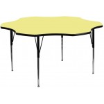 60\'\' Flower Yellow Thermal Laminate Activity Table - Standard Height Adjustable Legs