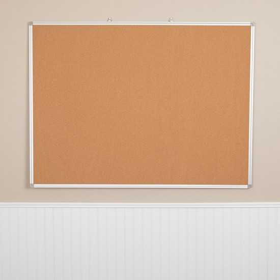 47.25"W x 35.5"H Natural Cork Board with Aluminum Frame