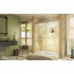 Charisma 34 in. D x 60 in. W x 78 3/4 in. H Frameless Bypass Shower Door in Brushed Nickel with Center Drain White Base