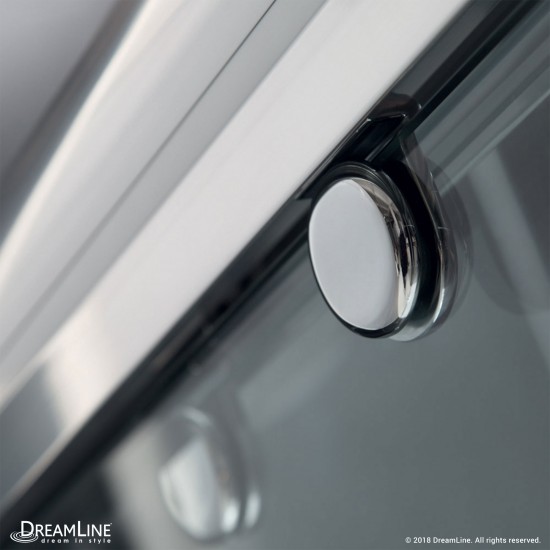 Charisma 34 in. D x 60 in. W x 78 3/4 in. H Frameless Bypass Shower Door in Brushed Nickel with Center Drain White Base