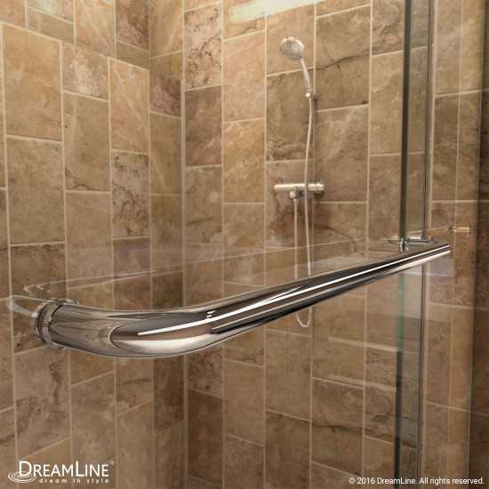 Charisma 34 in. D x 60 in. W x 78 3/4 in. H Frameless Bypass Shower Door in Brushed Nickel with Center Drain White Base