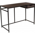 Homewood Collection Driftwood Finish Computer Desk with Pull-Out Drawer and Black Metal Frame