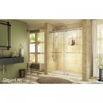 Charisma 32 in. D x 60 in. W x 78 3/4 in. H Frameless Bypass Shower Door in Brushed Nickel and Center Drain Biscuit Base