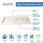 Charisma 34 in. D x 60 in. W x 78 3/4 in. H Frameless Bypass Shower Door in Brushed Nickel and Center Drain Biscuit Base