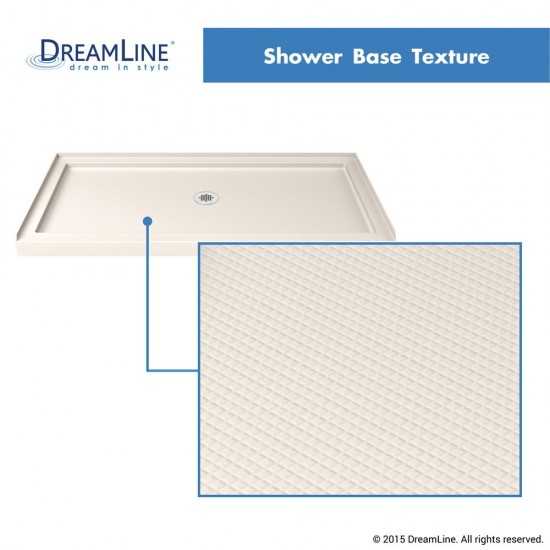 Charisma 34 in. D x 60 in. W x 78 3/4 in. H Frameless Bypass Shower Door in Brushed Nickel and Center Drain Biscuit Base