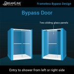 Charisma 34 in. D x 60 in. W x 78 3/4 in. H Frameless Bypass Shower Door in Chrome with Center Drain Black Base