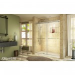 Charisma 34 in. D x 60 in. W x 78 3/4 in. H Frameless Bypass Shower Door in Brushed Nickel with Left Drain Biscuit Base