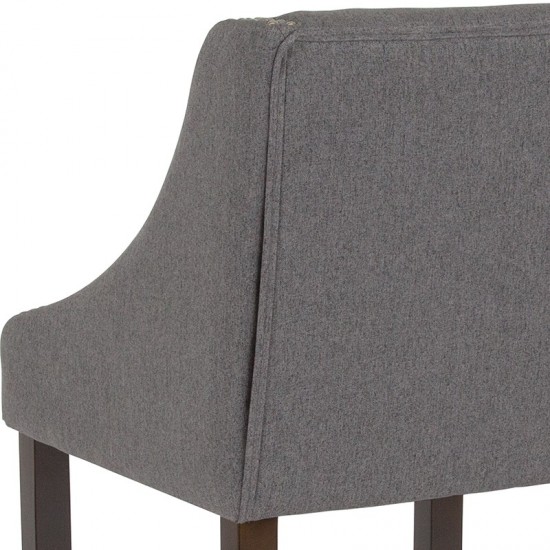 Carmel Series 30" High Transitional Walnut Barstool with Accent Nail Trim in Dark Gray Fabric