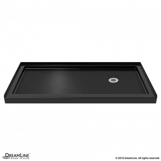 Charisma 36 in. D x 60 in. W x 78 3/4 in. H Frameless Bypass Shower Door in Chrome with Right Drain Black Base