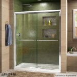 Duet 30 in. D x 60 in. W x 74 3/4 in. H Semi-Frameless Bypass Shower Door in Chrome with Center Drain White Base Kit