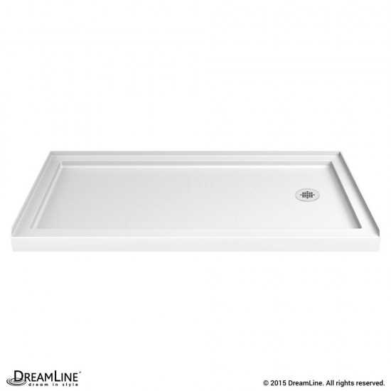 Duet 30 in. D x 60 in. W x 74 3/4 in. H Semi-Frameless Bypass Shower Door in Chrome and Right Drain White Base
