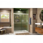 Duet 30 in. D x 60 in. W x 74 3/4 in. H Semi-Frameless Bypass Shower Door in Brushed Nickel and Right Drain White Base