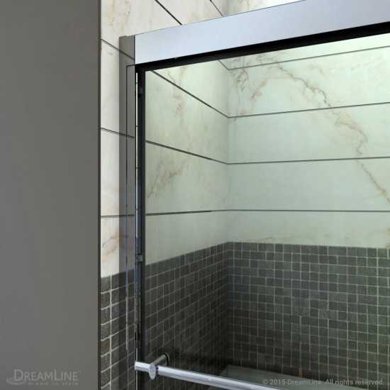 Duet 32 in. D x 60 in. W x 74 3/4 in. H Semi-Frameless Bypass Shower Door in Chrome and Center Drain White Base