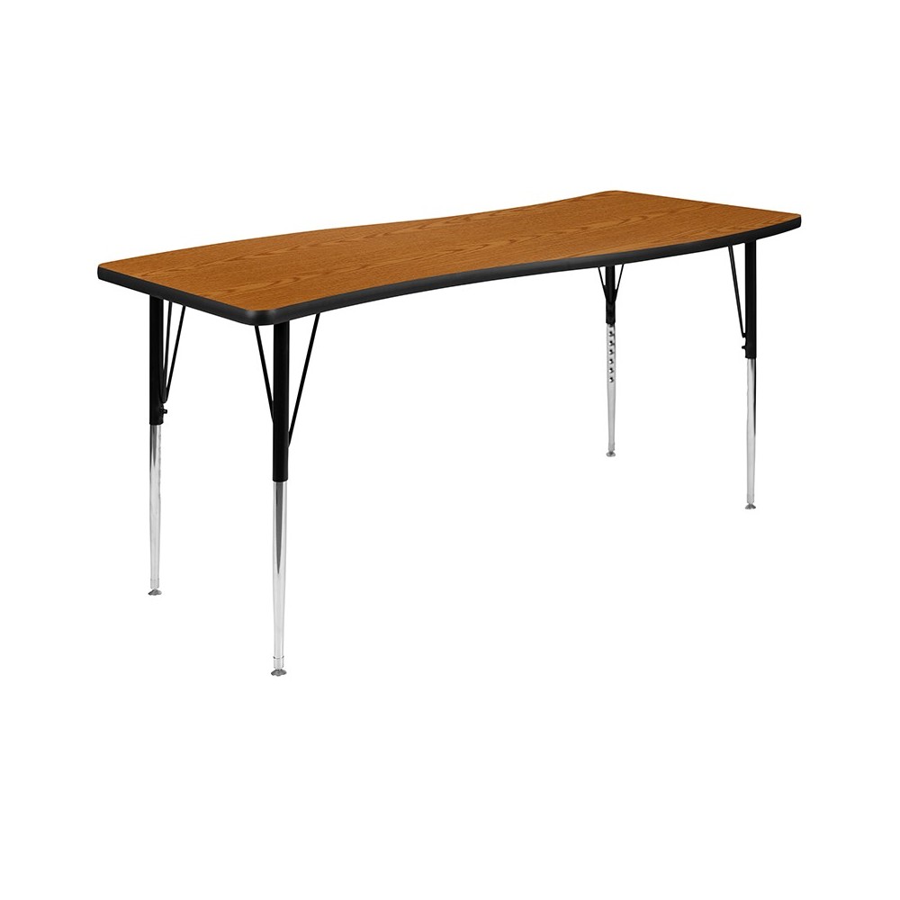 26"W x 60"L Rectangular Wave Collaborative Oak Thermal Laminate Activity Table - Standard Height Adjustable Legs 26"W x 60"L Rectangular Wave Collaborative Oak Thermal Laminate Activity Table - Standard Height Adjustable Legs