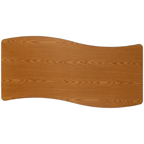 26"W x 60"L Rectangular Wave Collaborative Oak Thermal Laminate Activity Table - Standard Height Adjustable Legs