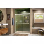 Duet 30 in. D x 60 in. W x 74 3/4 in. H Semi-Frameless Bypass Shower Door in Brushed Nickel, Center Drain Biscuit Base