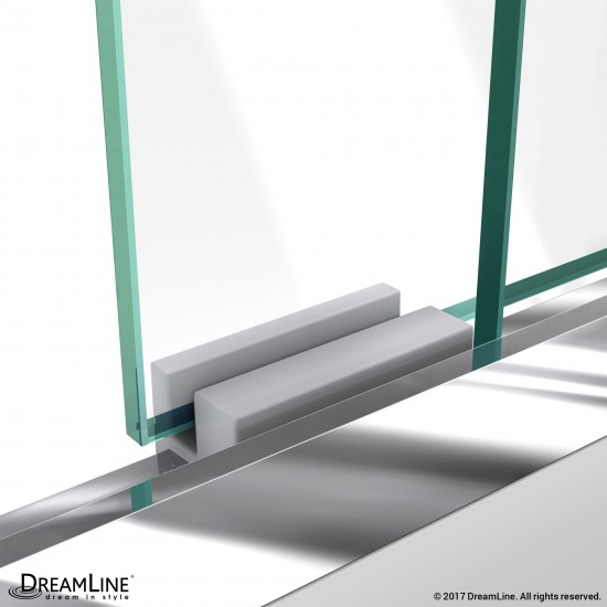 Duet 30 in. D x 60 in. W x 74 3/4 in. H Semi-Frameless Bypass Shower Door in Chrome and Center Drain Black Base