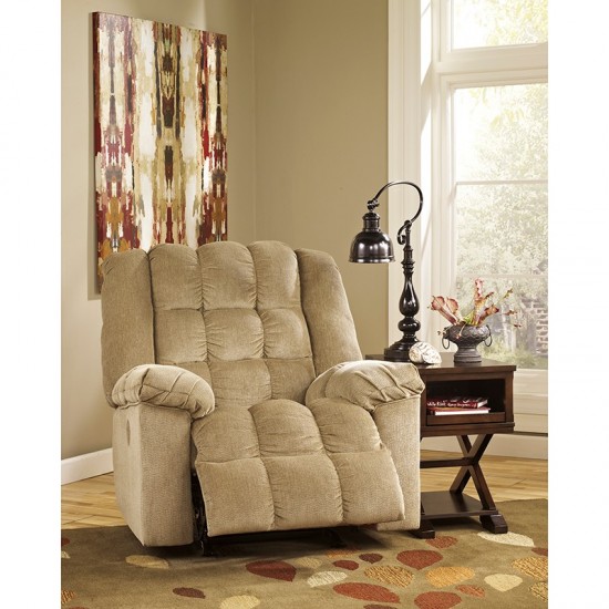 Signature Design by Ashley Ludden Power Rocker Recliner in Sand Twill