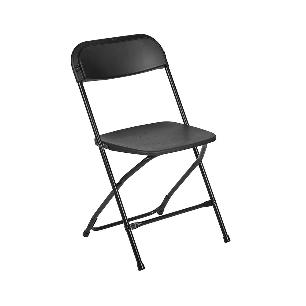 650 lb. Capacity Premium Black Plastic Folding Chair 650 lb. Capacity Premium Black Plastic Folding Chair