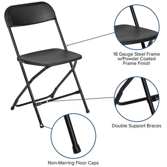 650 lb. Capacity Premium Black Plastic Folding Chair
