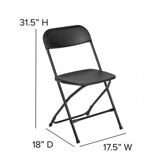 650 lb. Capacity Premium Black Plastic Folding Chair