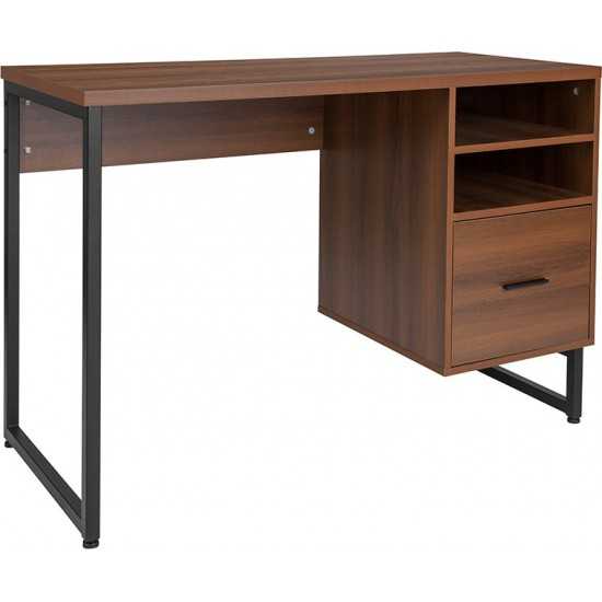 Lincoln Collection Computer Desk in Rustic Wood Grain Finish