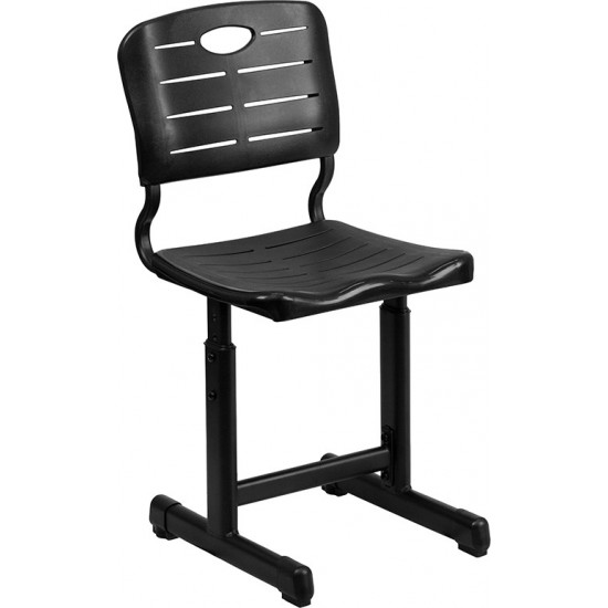 Adjustable Height Black Student Chair with Black Pedestal Frame