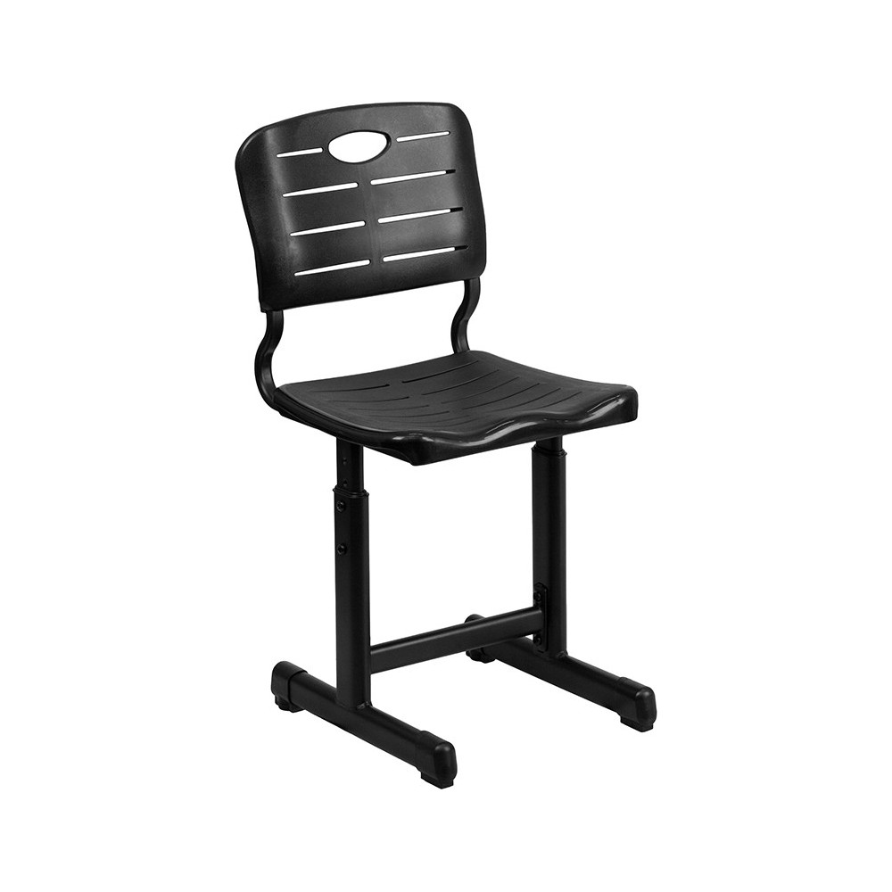 Adjustable Height Black Student Chair with Black Pedestal Frame