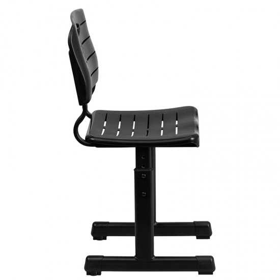 Adjustable Height Black Student Chair with Black Pedestal Frame